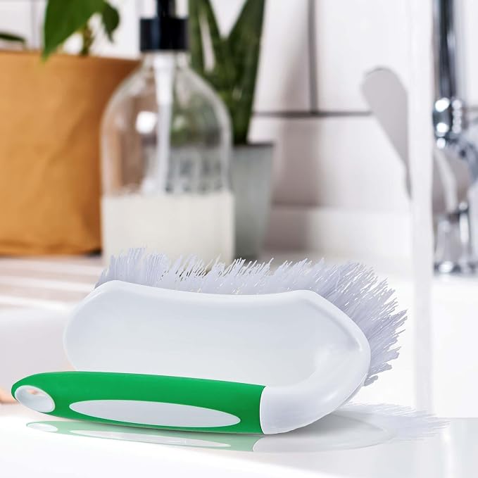 Lallisa 12 Pcs Scrub Brush for Cleaning with Handle Comfortable to Grip Heavy-Duty Flexible Stiff Bristles Scrubber Brushes Bulk for Shower Bathroom Carpet Kitchen Floor Tiles (Green)