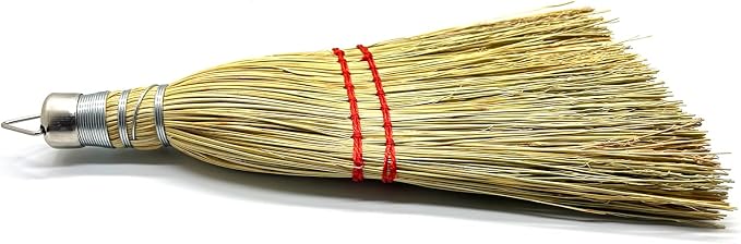 12 Inch Corn Handmade Broom Mini Whisk Made of Natural Corn Broom Straw with a Solid Metal Hang Design for Outdoor Car Porch Debris Dust Dirt Driveways Sidewalks Halloween