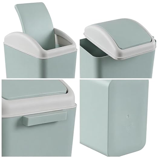 4.5 Gallon Plastic Trash Can with Lid, Swing Top Garbage Bin, Blue | Small Slim Swing Lid Trash Bin