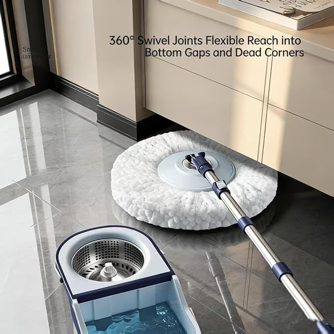 360° Spin Mop & Bucket System with 4 Microfiber Mop Pads | Detachable 2-in-1 Bucket, Efficient Floor Cleaning, For All Hard Floors