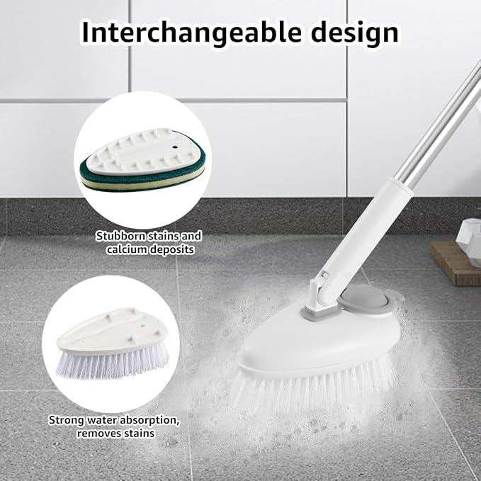 Shower Cleaner Brush Tub and Tile Scrubber with Soap Dispenser Shower Scrubbing Brush with 55.1 Inch Long Handle Bathroom Cleaning Brush with Adjustable Brush Head Floor Scrubber for Bathtub Tile