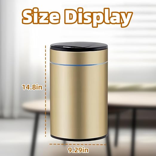 Smart Trash Can, Sensor Opening and Closing (1, Gold) | Automatic Trash Can for Living Room, Bedroom, Kitchen and Bathroom