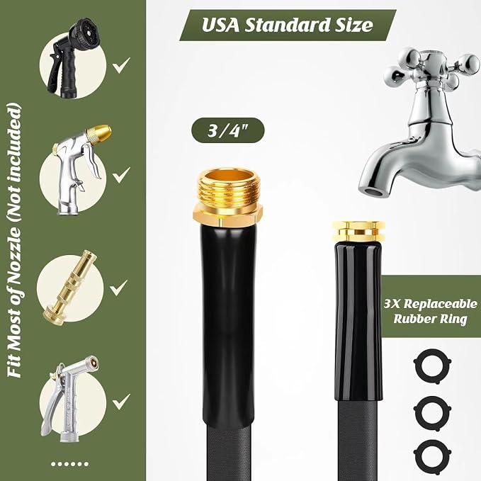 Upgraded 50FT Expanding Garden Hose - Lightweight, Kink-Free & Burst-Resistant Flex Hose with 8-Pattern Spray Nozzle for Lawn, RV, Car Wash (50 ft Expandable Water Hose) (50ft)