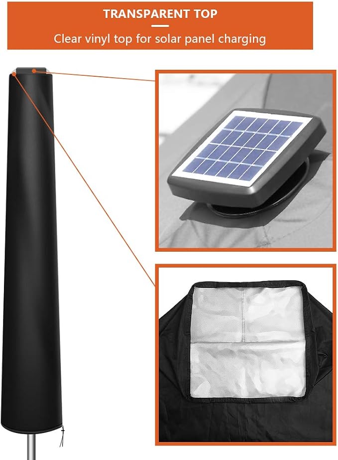 OKPOW Umbrella Cover with Rod for Solar Parasol Durable 420D Oxford Fabric Garden Umbrella Cover with Zip Waterproof, Windproof and Anti-UV for 7ft to 11ft Outdoor Patio Umbrellas