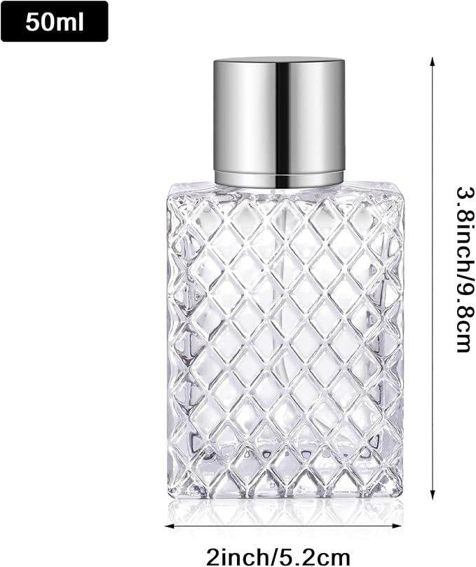 50ml/1.7 Oz Vintage Glass Perfume Spray Bottle Atomizer Empty | Refillable Perfume Cologne Spray Bottle Fine Mist with 3 Kinds of Perfume Dispenser