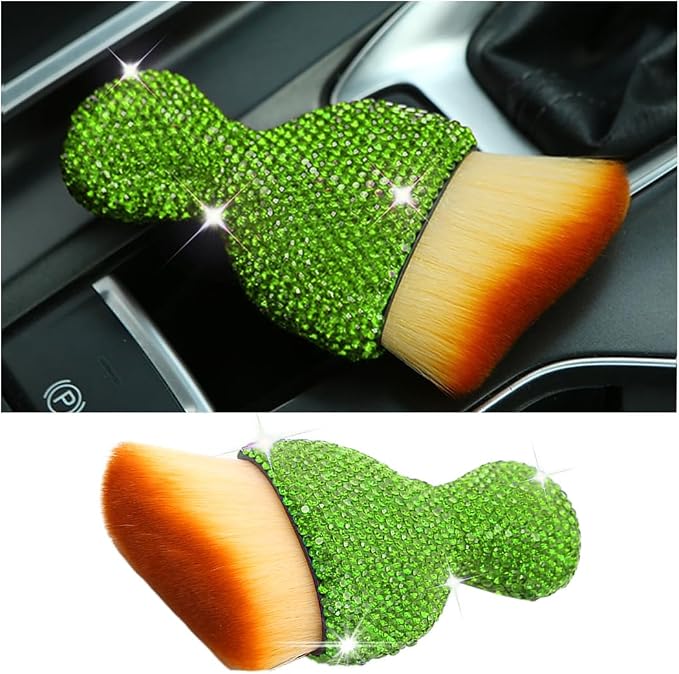 zipelo Diamond-Handle Car Detailing Dust Brush, Green | soft synthetic bristles, beveled profile reaches narrow gaps, scratch-free wet or dry use, compact storage, cleaning tools