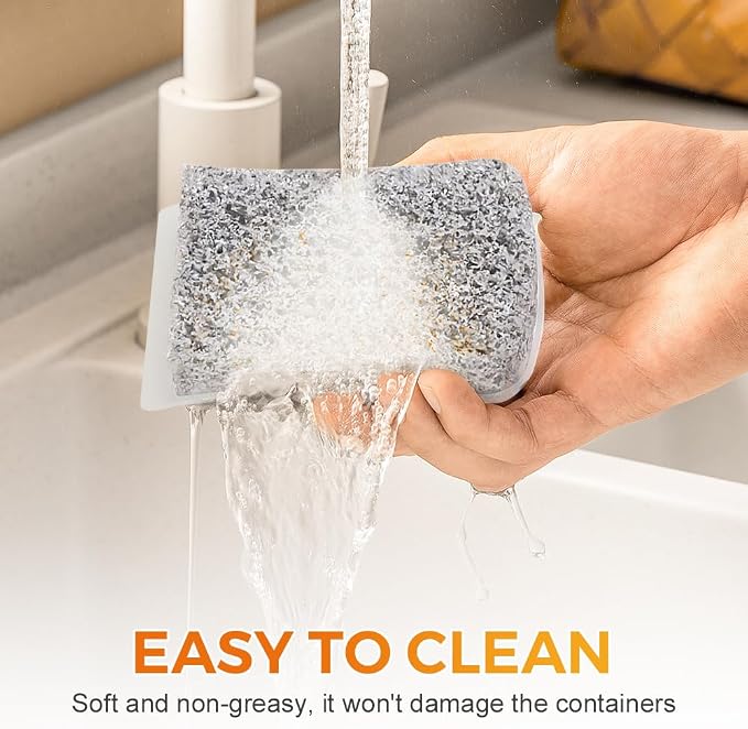Silicone Dish Scrubber, 3 in 1 Dual Sided Kitchen Scrub Brush, Food Grade Silicone Sponge, Reusable Fast Dry Dishwasher Safe Pad for Dishes, Pots, Fruits, Veggies, Household Surfaces (1, Gray)