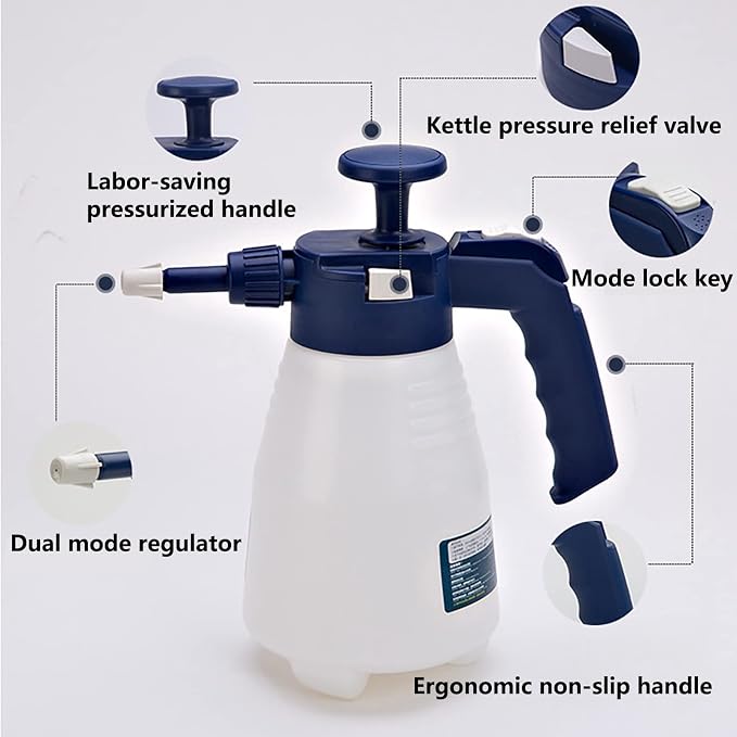 Gone Pump Action Pressure Sprayer Handheld Pump Garden Spray Bottle Multi Purpose Plant Watering Car Cleaning Pressurized Sprayer Gardening Tools Weed Control,2l