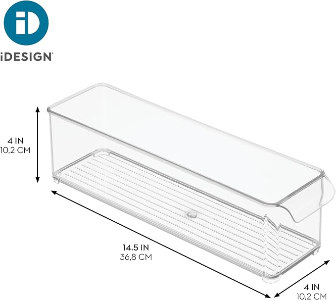 iDesign Stackable Fridge Storage Bin with Handle, Set of 3, Clear | Ideal for Fridge and Freezer, Made in USA