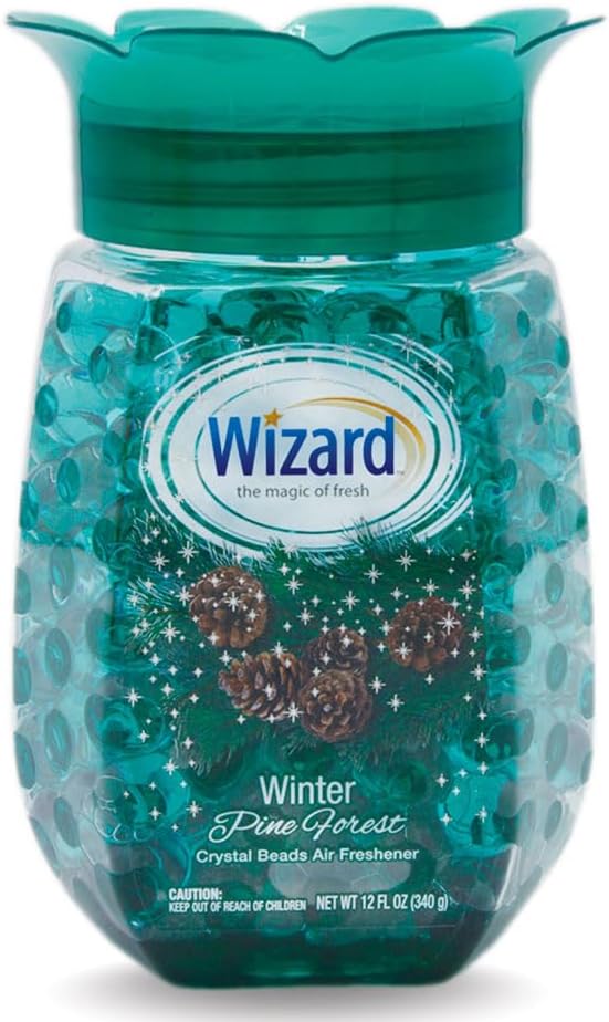 WIZARD Odor Eliminator Gel Beads - 12 oz, Pack of 12 - Air Freshners For Bathroom. Rooms, Per Areas and Car Freshner Tropical Citrus,Pine Forest,Morning Mist