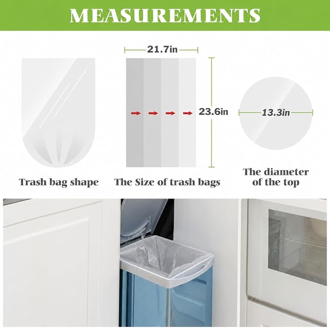 Teivio Clear Trash Bags 6 Gallon 140 Count Kitchen Garbage Bags Unscented | Fit 20-22 Liters,5,5.5,6Gal,Small Plastic Waste Basket Bins Can Liners for Home Bathroom Office Car,Unscented