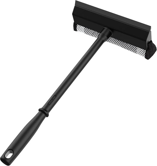MR.SIGA Professional 2-in-1 Car Window Squeegee and Sponge Scrubber | Rubber blade squeegee with 16.4 inch/41.5 cm handle, sponge car squeegee for glass, windshield, shower