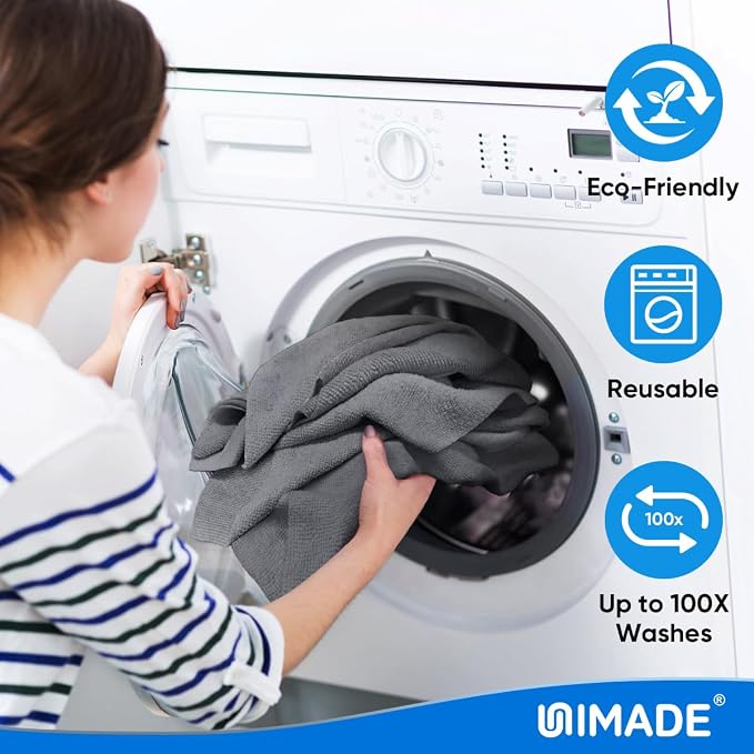 Microfiber Cleaning Cloth, 10 Pack Reusable Microfiber Towels | for Cars Lint Free Cleaning Shop Towel Rags for Home Kitchen Automotive Bar Mechanic Restaurant Garage, 11.5"x 11.5", Grey