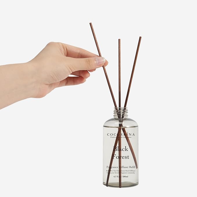 Refill - Black Forest Scented Reed Diffuser Oil with 8 Sticks, Home Fragrance for Bedroom, Bathroom, Oil Diffuser Home Décor, 6.7 oz. (200 ml)