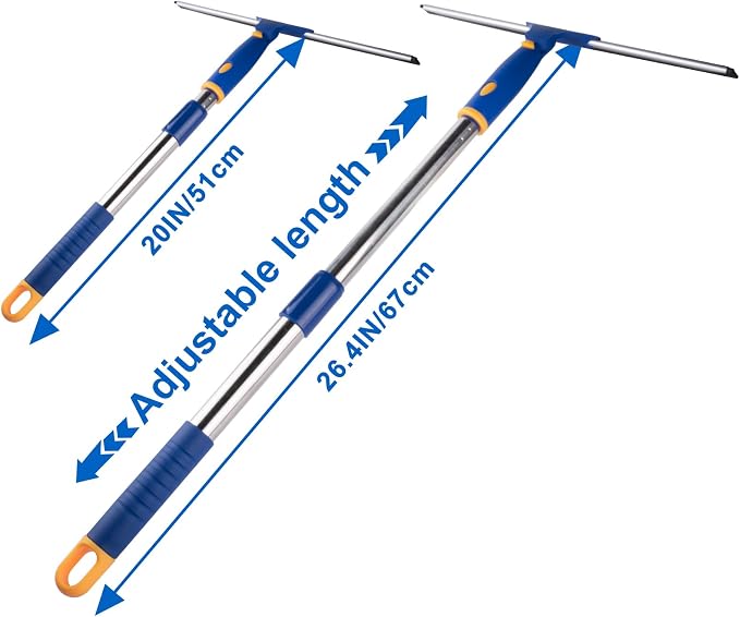 14 inch Rotatable Shower Squeegee for Glass Doors, Multi-Purpose Window Squeegee with Refill Rubber Blade, Bathroom Cleaner Tool for Shower Door Window Mirror Wall Car Windshield