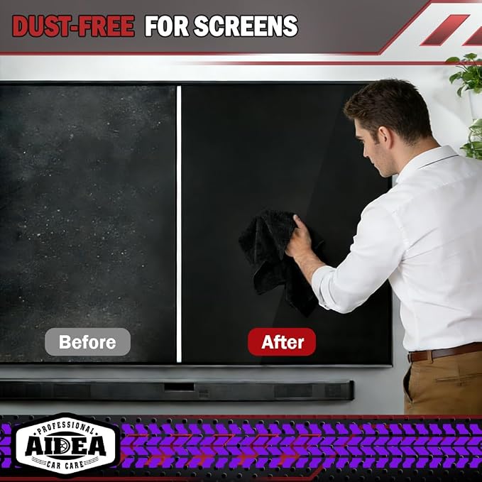 AIDEA Microfiber Cleaning Cloth Black 50PK, Cleaning Rags 12×12" | Microfiber Towels for Cars, Dusting Cloth Lint Free Microfiber Rags, Cleaning Towels for SUVs, House, Kitchen, Workshops