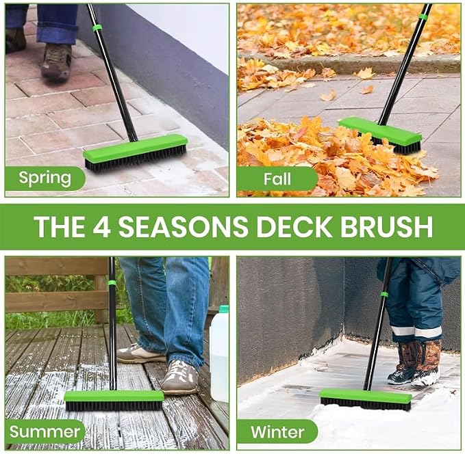 Saker 3 in 1 Weeding Wire Metal Brush Tools,3-in-1 Long Handle Surface Cleaning Brush, Steel Bristle Scrub Tool for Patio, Paving, & Pool Areas (1 Set)