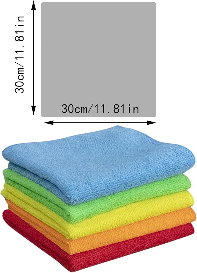 Microfiber Cleaning Cloths,5 Pack,11.8"x11.8",Highly Absorbent Ultra Soft Dish Towels,Reusable Lint-Free Streak-Free Cleaning Towels,Cleaning Rags for Window Kitchen Car Home