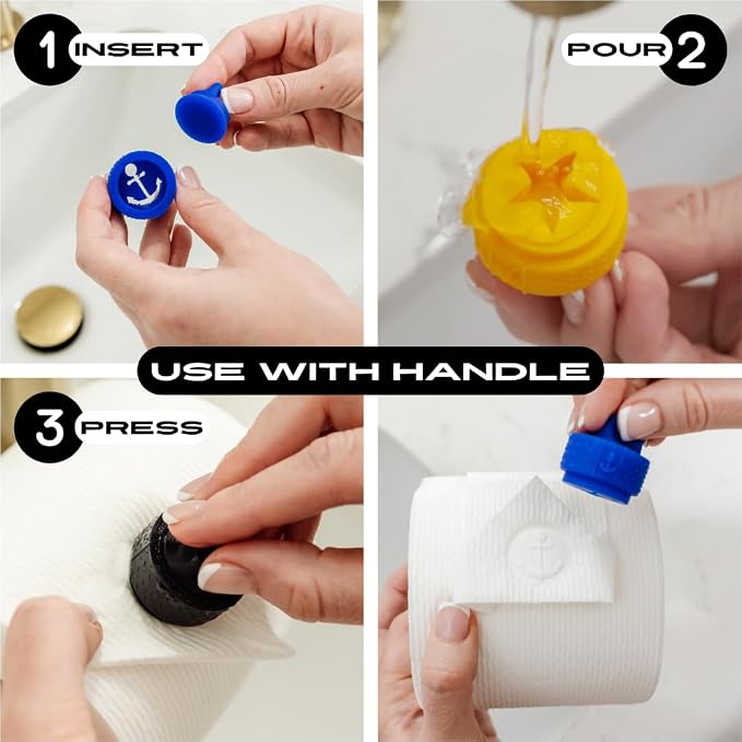 Toilet Paper Stamp Cheer & Freedom Trio (3 Pack) - Add a Unique Personal Touch to Your Bathroom Decor! Ideal for Housekeeping, Hotels, Rentals, Home Staging Decor
