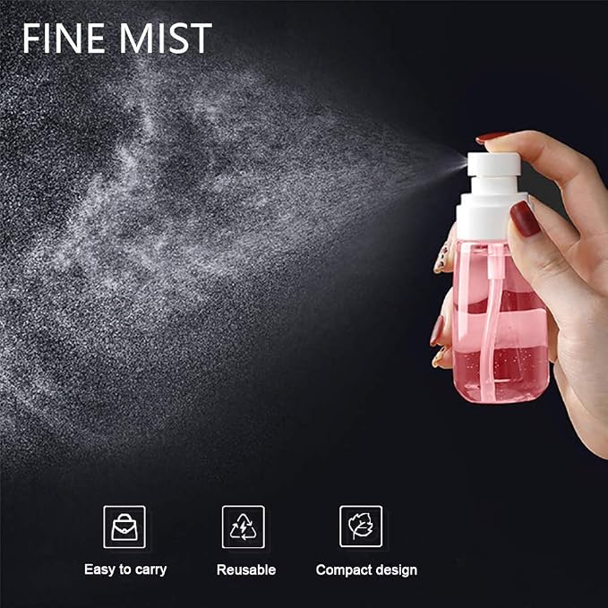 Fine Mist Spray Bottle 3.4oz/ 100ml Empty Cosmetic Refillable Travel Containers Plastic Hair Spray Bottle Sprayer for Perfume Skincare Makeup Lotion (4color)