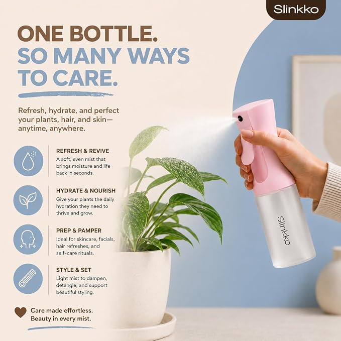 Mist Continuous Spray Bottle 150ml, Rose Clay | Ultra Fine Continuous Mist, Leak Resistant, Refillable, For Styling, Plants & Cleaning, Ergonomic Design
