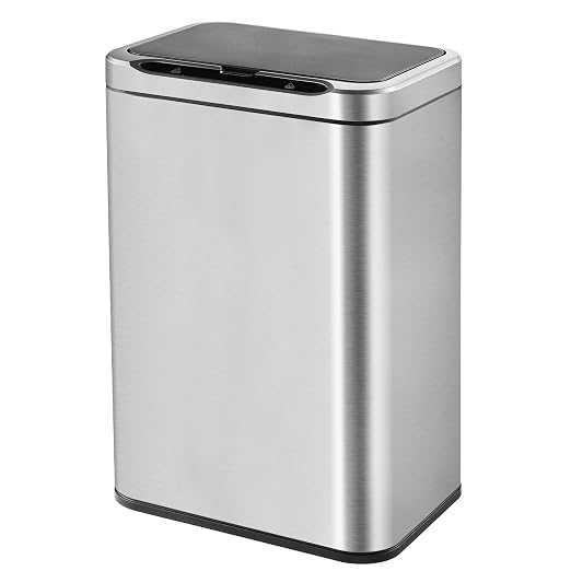 ELPHECO Stainless Steel Office Trash Can Silver, 5.5 Gallon | Motion Sensor Garbage Can Touchless Smart Trash Can Automatic Waste Bin for Kitchen, Office, Bathroom