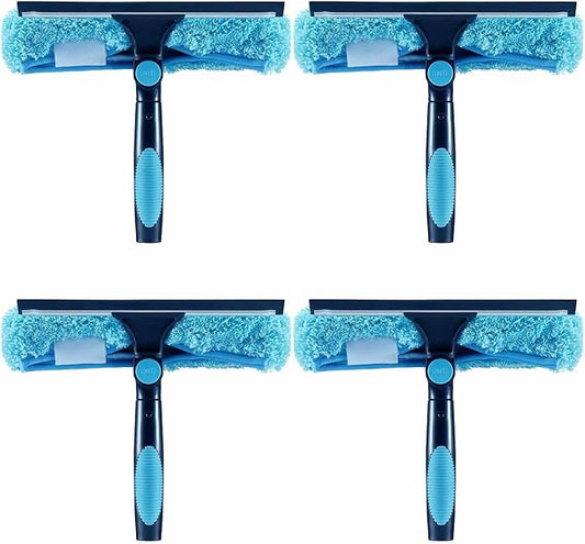 4pcs 11" Window Squeegee & Microfiber Scrubber 2-in-1 Cleaning Tool | Attachment Only