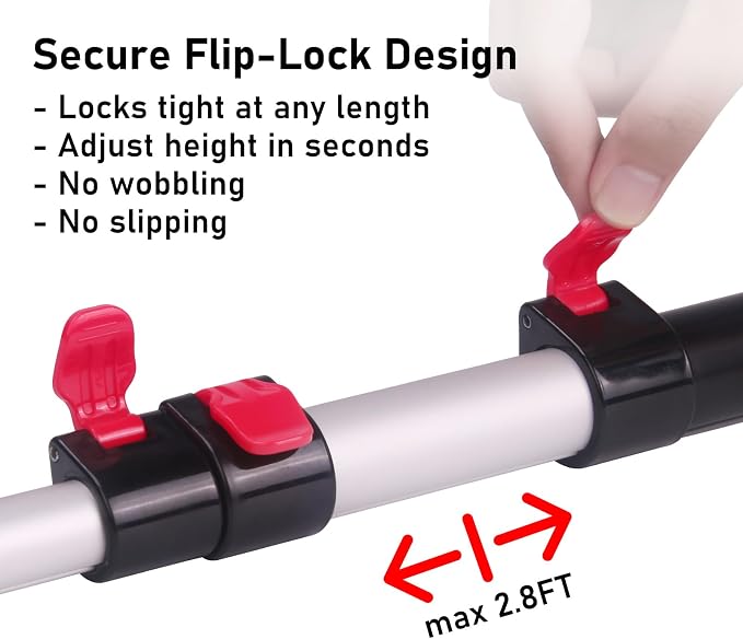 12 FT Telescoping Extension Pole – Flip-Lock Adjustable Aluminum Paint Roller Pole – 3/4" Universal Threaded Tip – Fits Duster Heads, Paint Rollers, Window Cleaners & Brushes