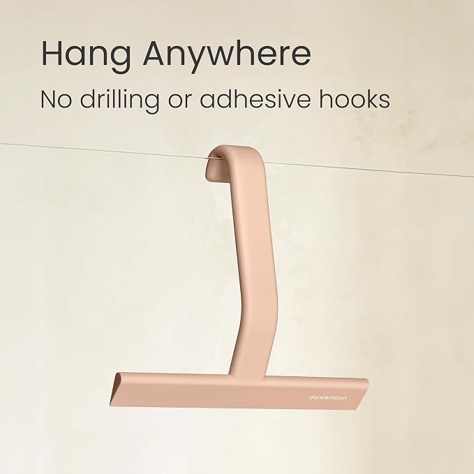 JustHang Shower Squeegee with Built-in Hook, 10-Inch Terracotta | Award-Winning Design, All-One-Piece Soft-Touch Silicone, for Glass Door, Bathroom, Window, Mirror, Tile Wall, Car