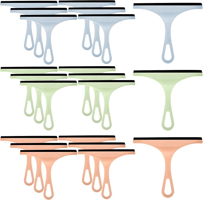 Yinder 21 Pcs Small Squeegee for Shower Glass Door 8.7" Silicone Shower Glass Window Cleaner Bathroom Squeegee for Car Windshield Window Mirror Art Class Group Craft(Colorful)
