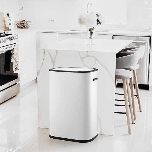 TrailBlaze White 13 Gal Automatic Motion Sensor Trash Can with Lid, 50L Smart Trash Can Waste Basket for Kitchen, Office, Bedroom, Bathroom