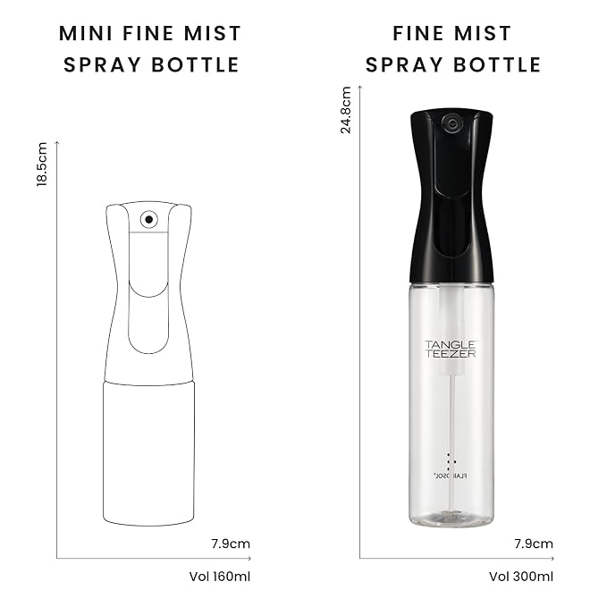 TANGLE TEEZER Fine Mist Spray Bottle, Refillable, 10.1 oz, Black | Reusable, refillable fine-mist continuous spray bottle; evenly distributes water or product to refresh, detangle & style hair