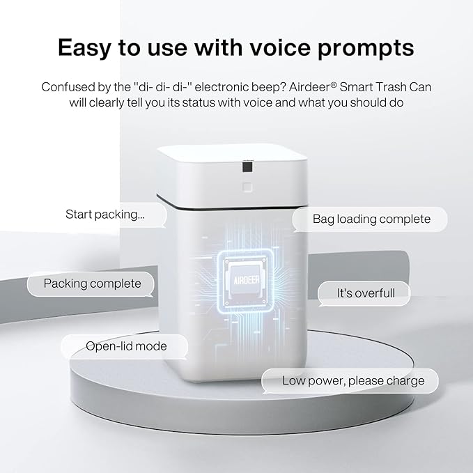 Airdeer Automatic Trash Can, 4 Gallon Self Sealing and Self-Changing Smart Trash Can, Motion Sensor, Touchless Garbage can with lid for Kitchen Bathroom Bedroom, 6 Refill Rings(A1, Black Line)