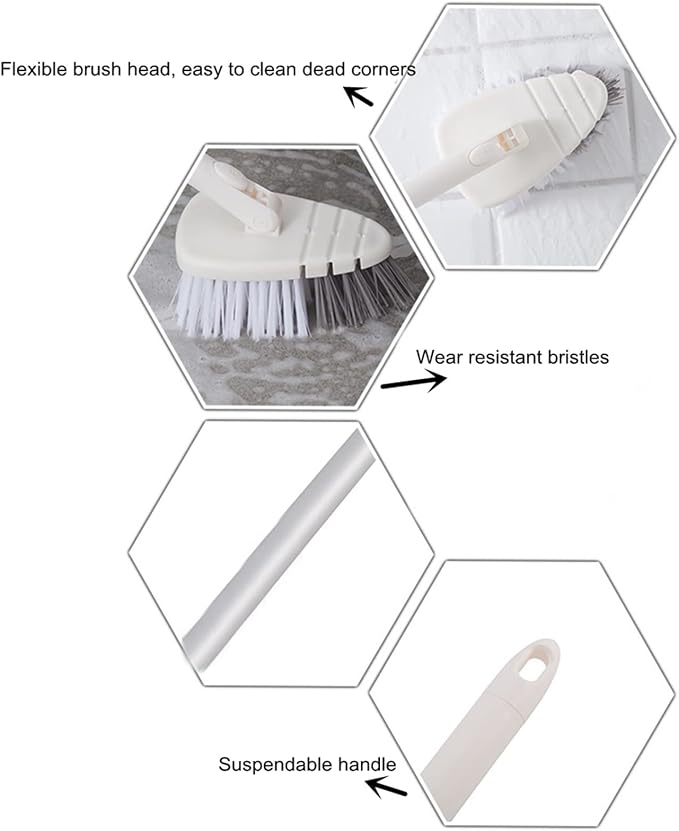 45.28 Inch Shower Scrubber, Tub Tile Cleaning Brush, Bath Cleaner Scrubber Brush with Adjustable Long Handle Scrub Brush for Bathroom Shower Bathtub Wall Mop Cleaning Scrubbing