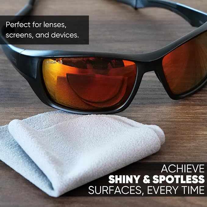 Premium Lens Glasses Cleaning Cloth by Microfiber Wholesale | Black | 6”x6” | 10pk | Soft Microfiber Suede | Travel Size Reusable | No Lint Scratch-Free Durable | Lenses Glasses Phones