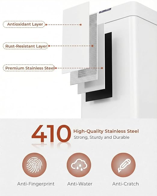 TLSUNNY 18.5 Gallon Motion Sensor Trash Can,Touchless Automatic Garbage Can | Brushed Stainless Steel Smart Bin ,with Bag Holder,Soft Close Lid,for Kitchen,Office,RV,Bedroom,Living Room (White, 70L)