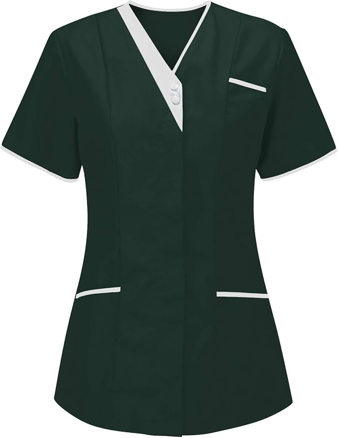 Lightweight Nursing Scrubs for Women Housekeeping Uniforms for Women Short Sleeve Scrub Tops Cleaning Uniform