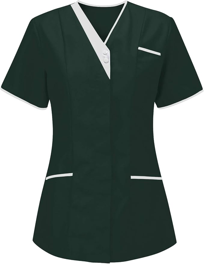 Lightweight Nursing Scrubs for Women Housekeeping Uniforms for Women Short Sleeve Scrub Tops Cleaning Uniform