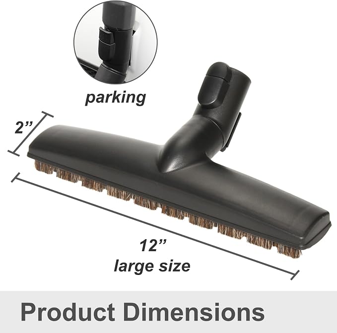 Horsehair Bristles Floor Brush Compatible with Miele C1 C2 C3 CX1 S1 L1 M1 Vacuum Cleaners, 12" Hardwood Floorhead Vacuum Attachment with Soft Wheels for Hard Floor Cleaning