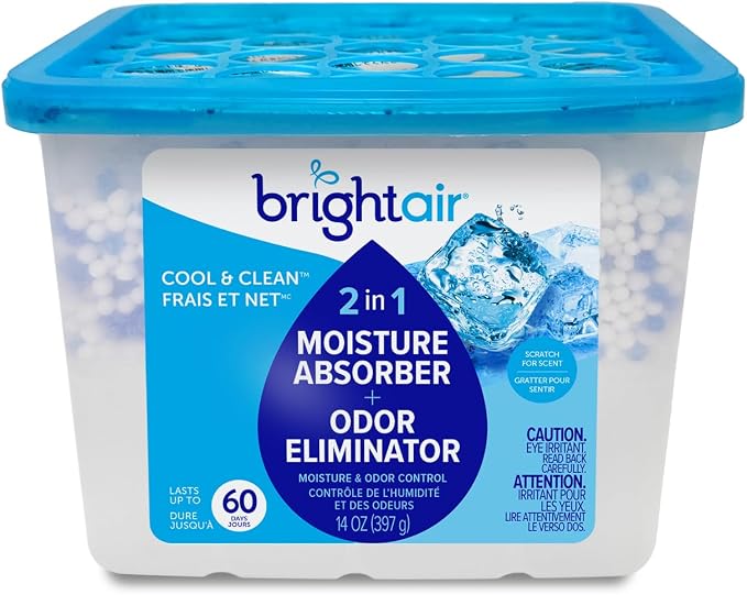 Bright Air, Cool & Clean, 2-in-1 Moisture Absorber & Odor Eliminator, Case of 4, Lasts up to 60 Days Each