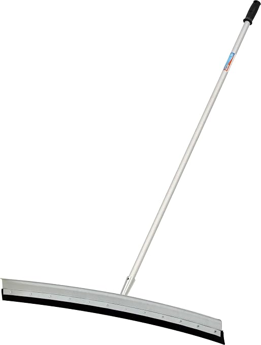 Unger Professional AquaDozer Max Kit, 36” Smooth Surface Curved Floor Squeegee and 48” Dual End Pole, Rubber Blade Scrubber and Broom for Concrete, Asphalt, and Tough Cleaning Jobs