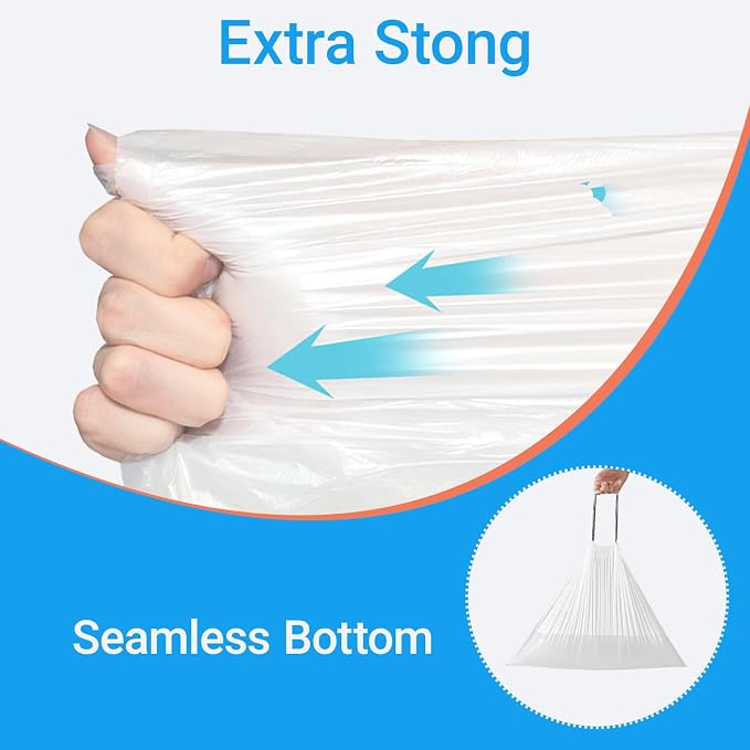 33 Gallon Drawstring Trash Bags 50 CT Compatible with Brute 32 Gallon Can | 1.2 Mil THICK Heavy Duty Custom Fit 30 32 33 Gallon Round Trash Can Tear & Leak Resistant White Black Kit