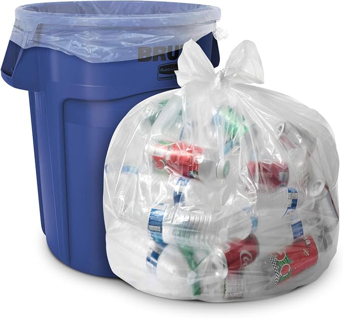 Aluf Plastics 55-60 Gallon 1.5 MIL Clear Garbage Bags - 38" x 58" - Pack of 50 - For Contractor, Industrial, Healthcare, & Municipal
