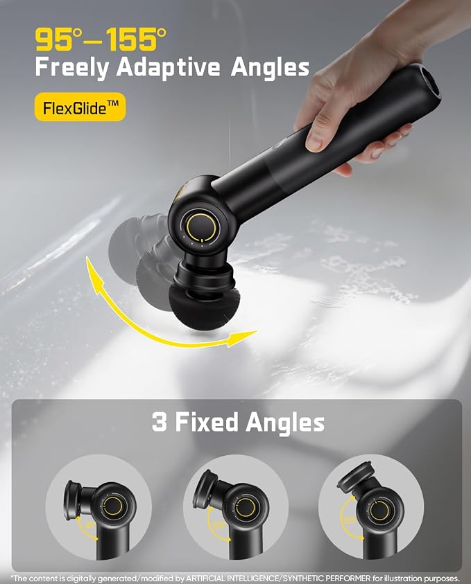Fanttik Flip G9 Pro Electric Scrubber, VoltiPulse Motor, for Bathroom | Dual-Speed Cleaner with 6 Brush Heads, Adjustable Angle & Extendable Handle, IPX7 Waterproof, Type-C Charge, Black