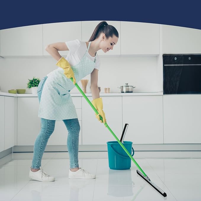 Lasnten 4 Pcs Double Foam Floor Squeegee for Concrete 18 Inch Industrial Floor Scrubber Stainless Steel Cleaning Squeegee with Rubber Heavy Duty Broom EVA Foam Blade for Garage Window Pool