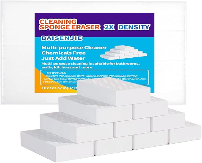 Magic Sponges Eraser,10 Pack Melamine Sponge in Bulk,2X Density,Long Lasting,Cleaning Sponge for Kitchen, Bathroom,Bathtub, Sink,Furniture, Wall Cleaner (White, 3.93x2.76x0.98in) | Long Lasting,Cleaning Sponge for Kitchen,Bathroom,Bathtub,Sink,Furnitur...
