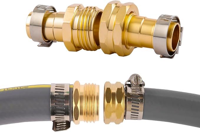 Garden Hose Repair Connector Kit, Fit for 3/4" or 5/8" Garden Hose Fitting | 3 Set Male and Female Hose Adapter, Water Hose Repair Kit with Clamps