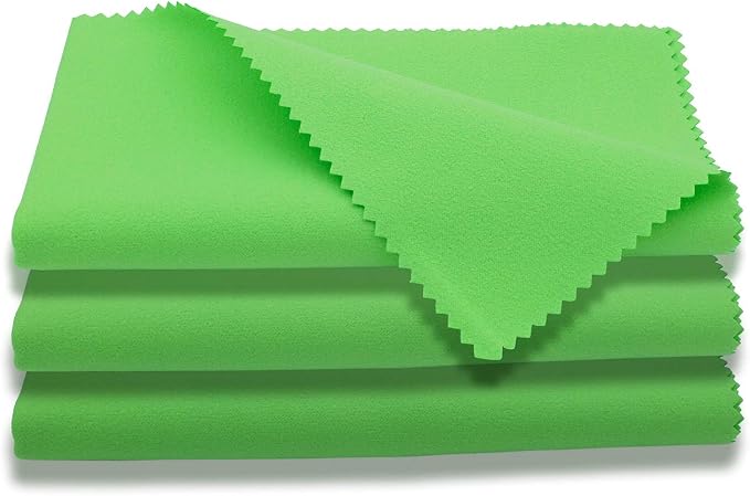 AAwipes Guitar Cloths Microfiber Green 3pcs 12"x12" Plush Polishing Cloths | For Musical Instruments Premium Cleaning Cloths For Guitar Violin Clarinet Trumpet Sax Universal (U2931)