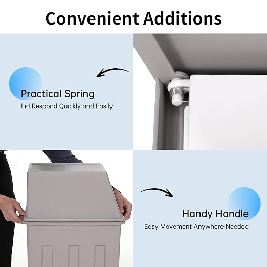 8-Gallon/30L Slim Trash Can with Lid, Modern Kitchen & Office Tall & Narrow Garbage Bin, Odor-Proof Large Capacity, Flap Cover for Home, Bathroom, Outdoor (Grey)