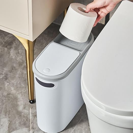 Slim Trash Can with Lid Slim Rubbish Container | Leakproof Rubbish Bin for Apartment RV Office Dormitory Boat Bathroom Bedroom Laundry Room Garage